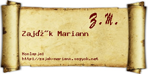 Zaják Mariann névjegykártya