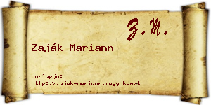 Zaják Mariann névjegykártya